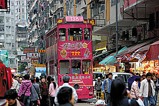 有轨电车,道路,市场,北方,香港