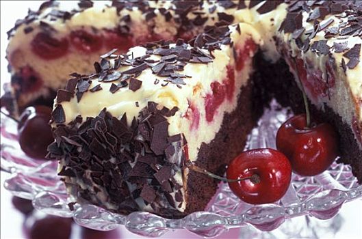 蛋糕,奶油蛋糕,樱桃,巧克力