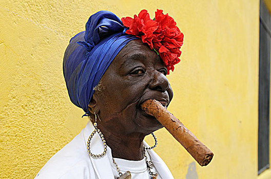 女人,雪茄,哈瓦那,古巴,北美