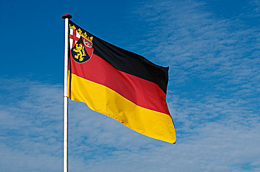 旗帜,摆动,微风,德国,外套,手臂,莱茵兰普法尔茨州