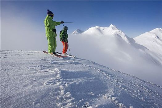 自由式,滑雪者,讨论,方向,下坡,雪,转,阿尔卑斯山,北方,提洛尔,奥地利,欧洲