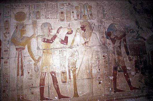 涂绘,浮雕,阿比杜斯,埃及,第十九王朝,艺术家,未知