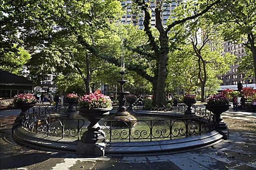 喷泉,公园,纽约,美国