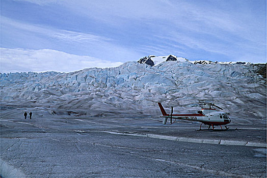 美国,阿拉斯加,靠近,棉田豪冰河,游客,直升飞机,旅游