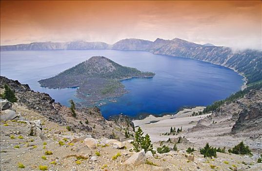火山湖,火山口,火山,火山湖国家公园,俄勒冈,美国,北美