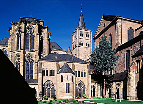 大教堂,右边,圣母大教堂,左边,世界遗产,莱茵兰普法尔茨州,德国,欧洲