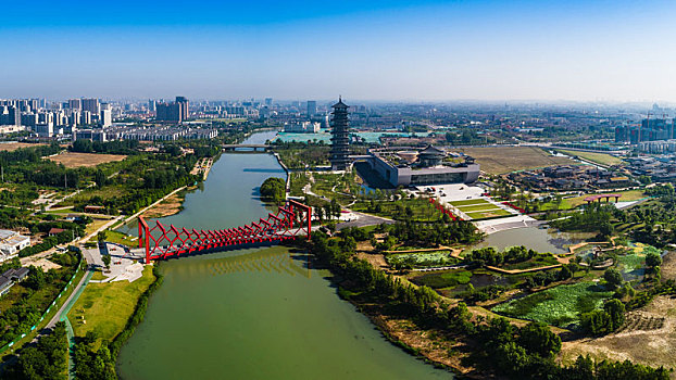 扬州古运河景区航拍