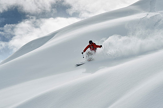 男性,滑雪,积雪,山,隆河阿尔卑斯山省,法国