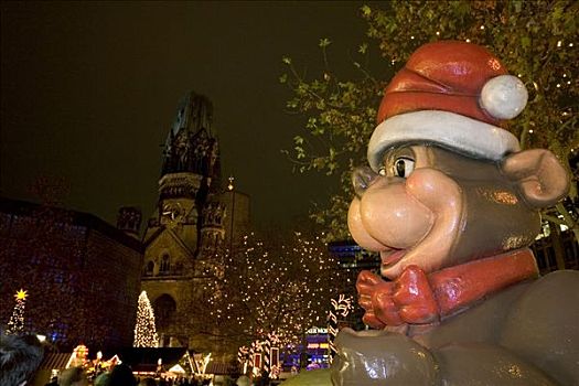 雕塑,熊,衣服,圣诞老人,帽,柏林,德国