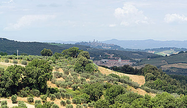 托斯卡纳,风景,靠近,圣吉米尼亚诺