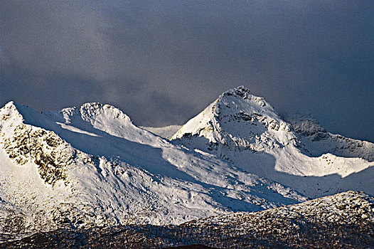 挪威,积雪,山,大幅,尺寸