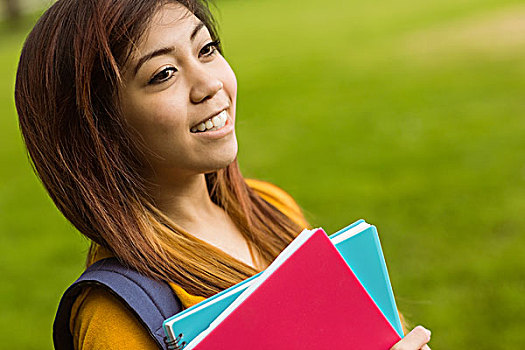 女性,大学生,书本,公园