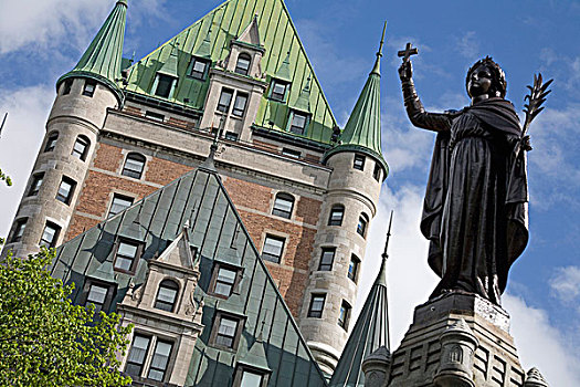 夫隆特纳克城堡,雕塑,魁北克老城,城市,魁北克,加拿大