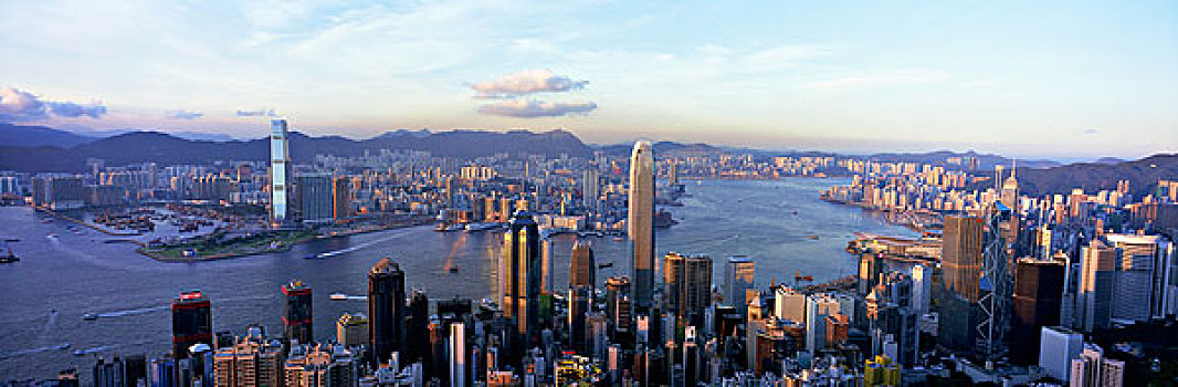 城市,顶峰,黄昏,香港