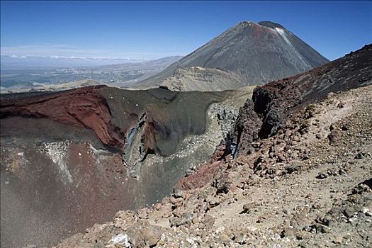 红色,火山口,正面,山,东加里罗国家公园,北岛,新西兰,大洋洲