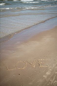 文字,爱情,书写,海滩