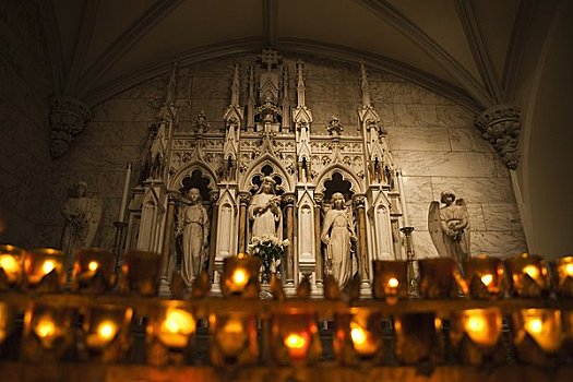 祈祷,蜡烛,圣帕特里克大教堂,曼哈顿,纽约,美国