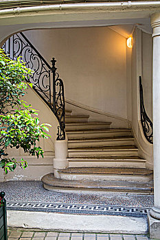 弯曲,楼梯,圣日耳曼,巴黎,法国