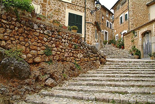 小路,楼梯,马略卡岛,西班牙,欧洲
