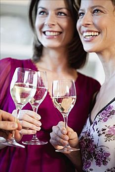 女人,玻璃杯,白葡萄酒