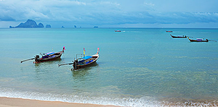 船,海滩,甲米,泰国