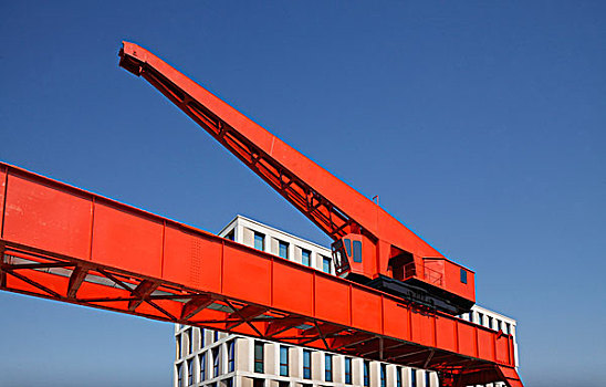 红色,港口,起重机,现代,住宅,不来梅港,不莱梅,德国