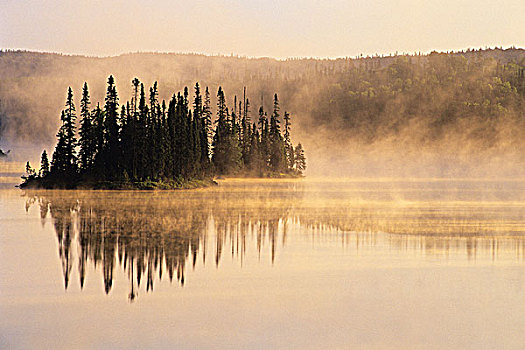 日出,北方,湖,靠近,安大略省,加拿大