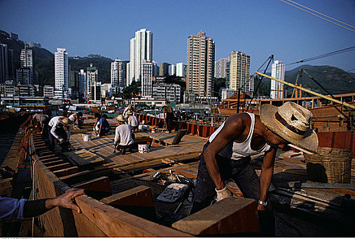 男人,建筑,船,香港