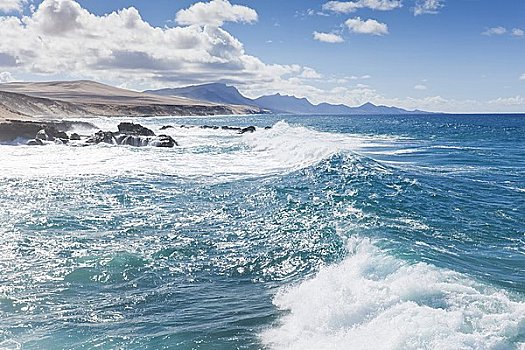 海浪,海岸,哥斯达黎加,富埃特文图拉岛,西班牙