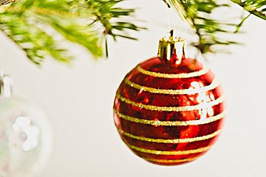 圣诞节饰物,悬挂,圣诞树,模糊