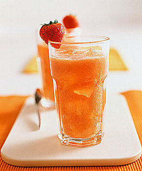草莓,柚子,混合饮料,上方,冰