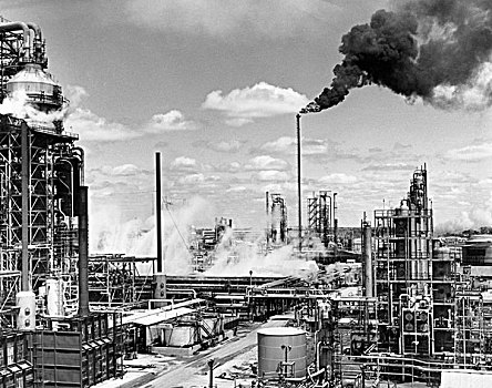 烟,排放,烟囱,炼油厂,油,胭脂,路易斯安那,美国