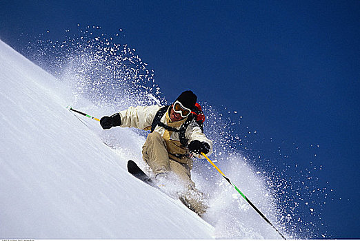 男人,滑雪,山