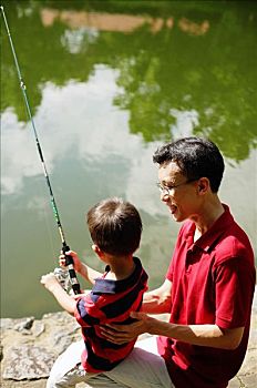 父亲,儿子,钓鱼