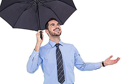 高兴,商务人士,遮蔽,黑色,伞