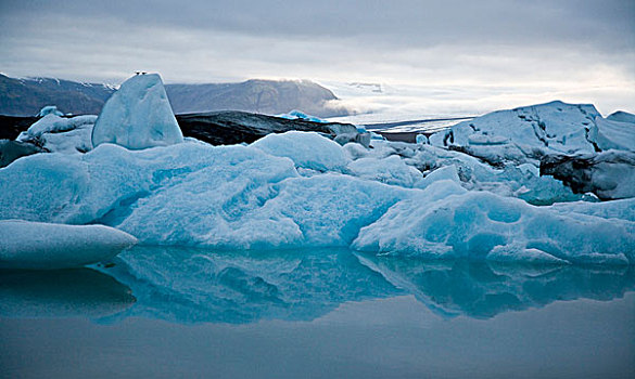 杰古沙龙湖,结冰,湖,南方,冰岛