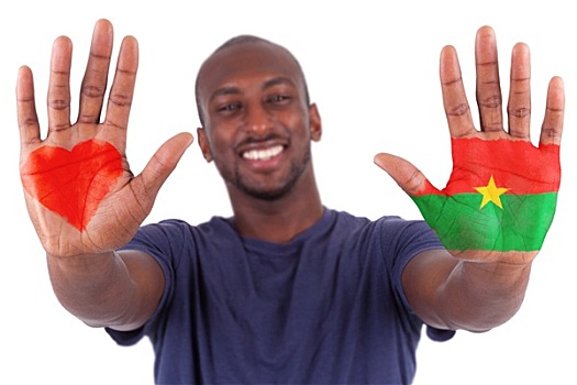 非洲男人,涂绘,心形,旗帜
