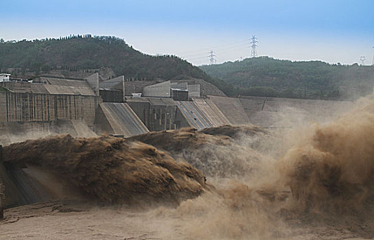 黄河小浪底水库排沙壮观场面