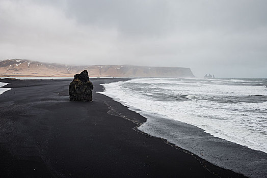 黑色,沙滩,坏天气,海滩,南,冰岛,欧洲