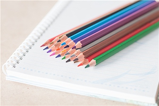特写,彩色,铅笔,蜡笔画,活页本