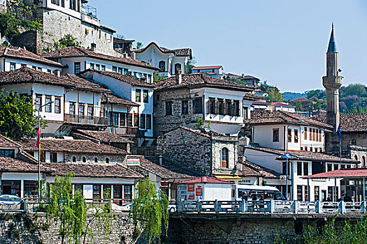 传统,房子,区域,世界遗产,培拉特,阿尔巴尼亚,欧洲