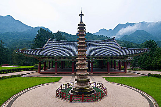 寺院,神圣,山,妙香山,朝鲜,东亚