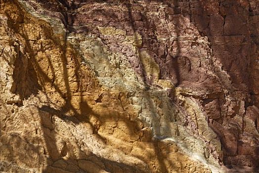 软,岩石墙,赭色,凹陷,土著,上色,颜料,自然,染料,西部,山脉,北领地州,澳大利亚