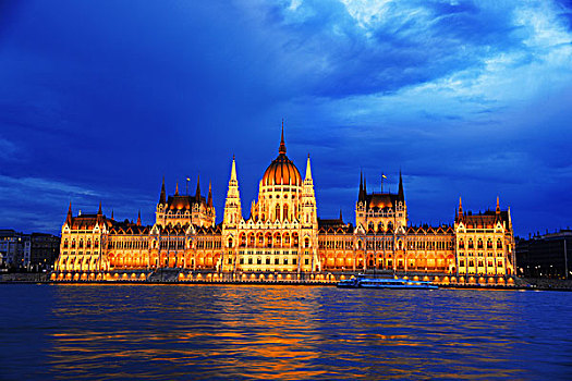 匈牙利,国会大厦,布达佩斯,夜晚