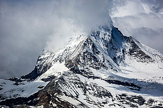 山,雾气,遮盖,马塔角,顶峰,策马特峰,瑞士