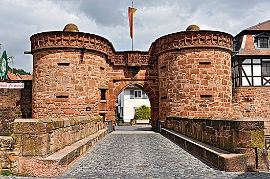 大门,哭墙,中世纪城市,墙壁,老城,黑森州,德国,欧洲