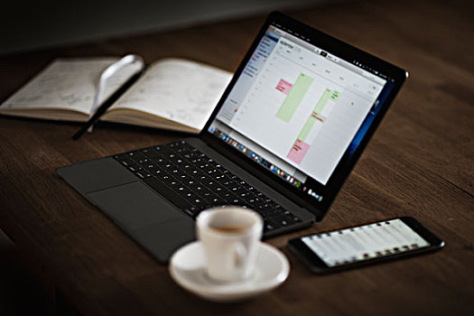 笔记本电脑,手机,咖啡,桌上