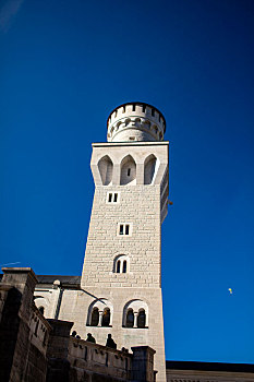 德国巴伐利亚著名的历史古迹,新天鹅堡内的塔楼