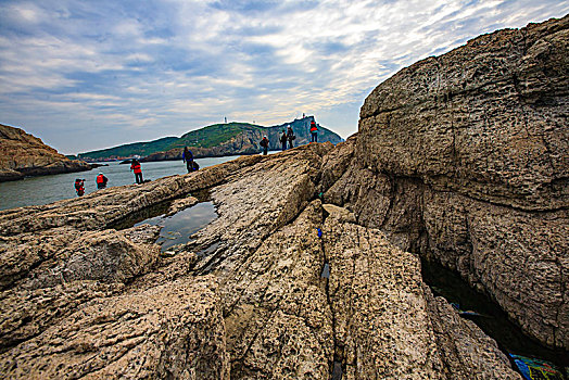 岩石,礁石,海,游客