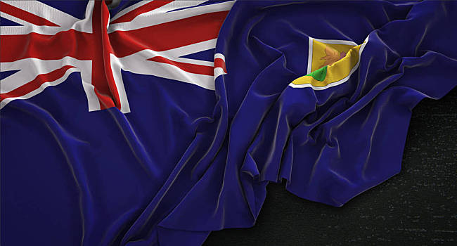 特克斯和凯科斯群岛,旗帜,褶皱,深色背景,岛屿